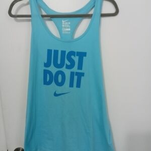 Nike Dri Fit Just Do It Athletic Tank Racerback. Aqua Green